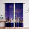 Городское здание 3D-печатные шторы Вид на улицу Ночной вид Здание Комплекс Гостиная Окна от пола до потолка Индивидуальные шторы
