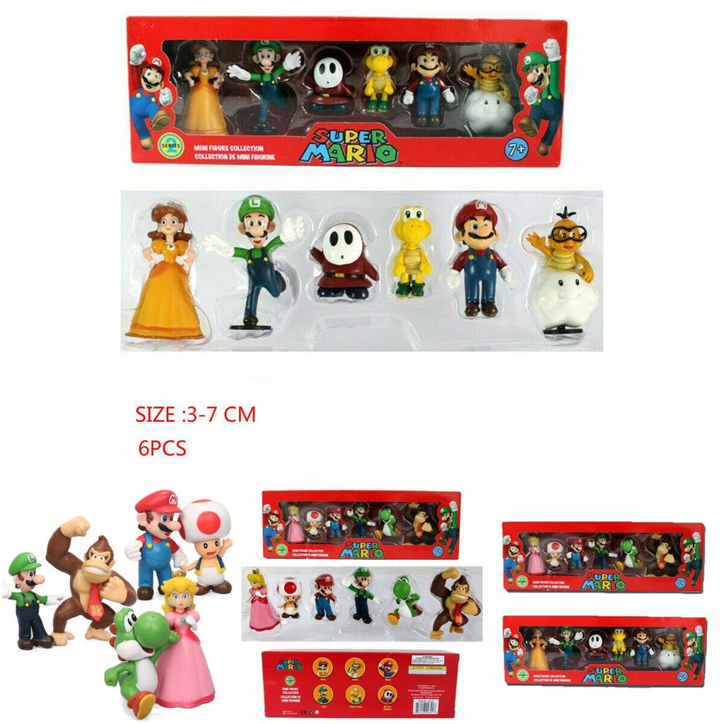 Коллекция фигурок Super Mario Bros, включая Луиджи, Йоши и грибы, Декорации-игрушки для детей