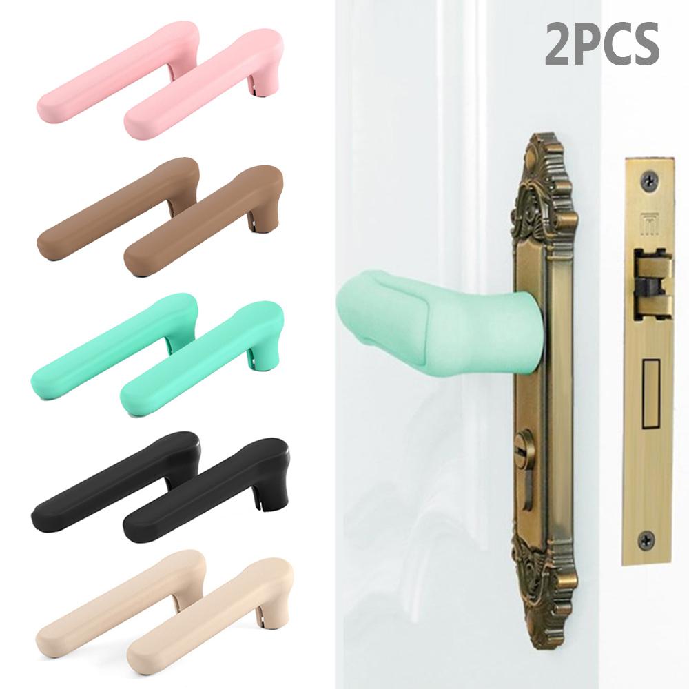 2PCS Living Room Static-free Anti-collision Door Knob Cover Handle Sleeve Silicone Wall Protector