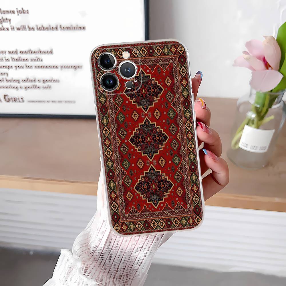 Чехол для телефона с цветочным узором в стиле персидского ковра для IPhone 16 15 14 13 12 11 Pro Max Plus Ударопрочная задняя крышка