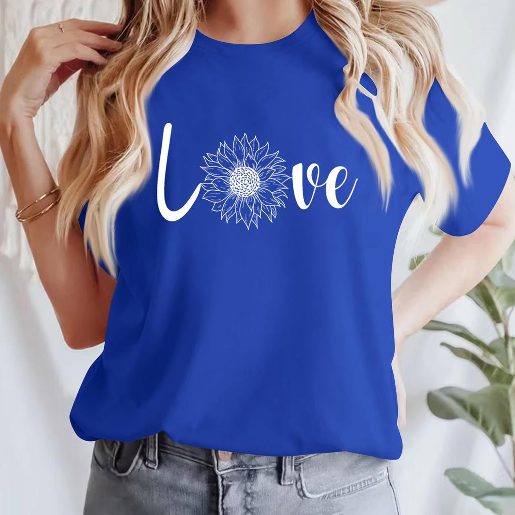 Женская повседневная хлопковая футболка с круглым вырезом и коротким рукавом