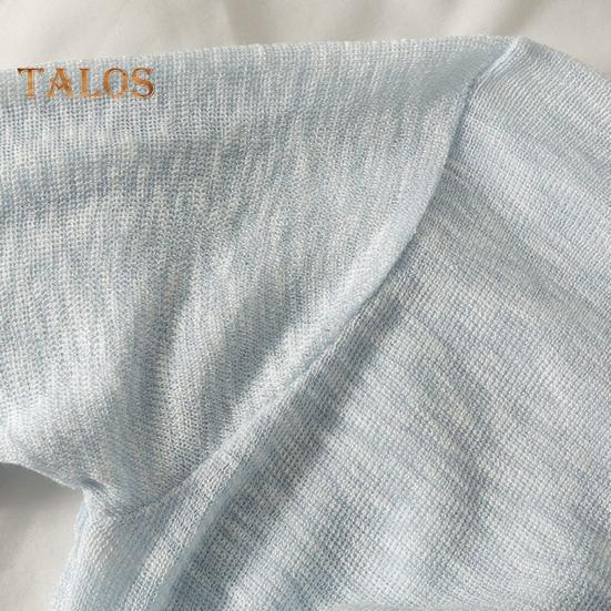 Солнцезащитный трикотажный кардиган для женщин с завязками спереди, длинными рукавами, прозрачной сеткой, пляжной накидкой с оборками и тонкими рубашками с защитой от ультрафиолета