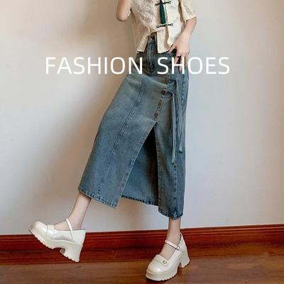 Сладкий и нежный стиль Мэри Джейн одинарные туфли женские на толстой подошве толстый каблук легкий вырез ремешок с пряжкой в один ремешок модные французские маленькие кожаные туфли w