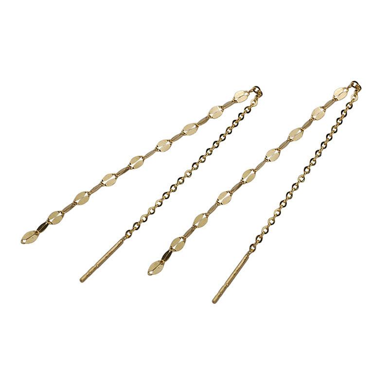 925 Silver Lips O Word Chain Tassel Stud Earrings Women 14k Gold Plating Earrings Summer Beach Party Jewelry