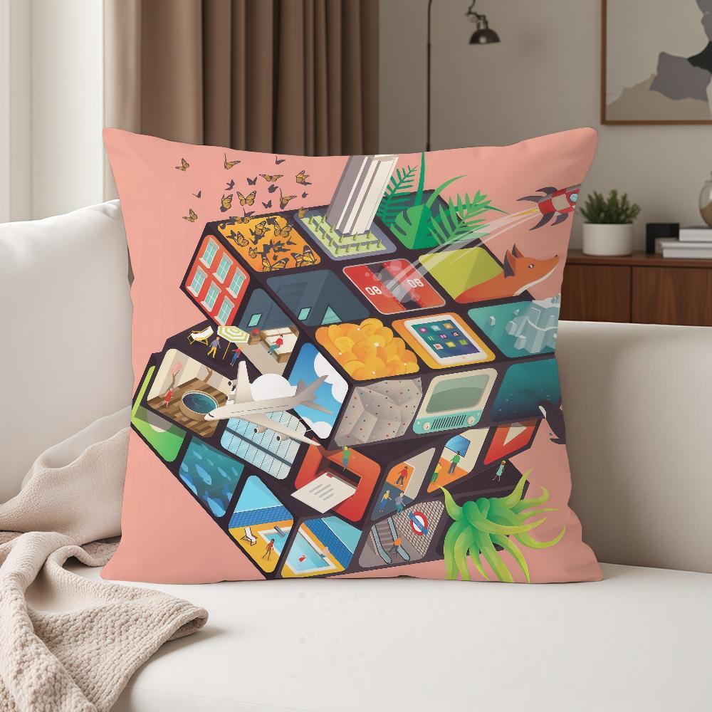 Game RRubik CCube Pillow Case Suitable For Bedrooms Living Rooms Cars Home Decoration