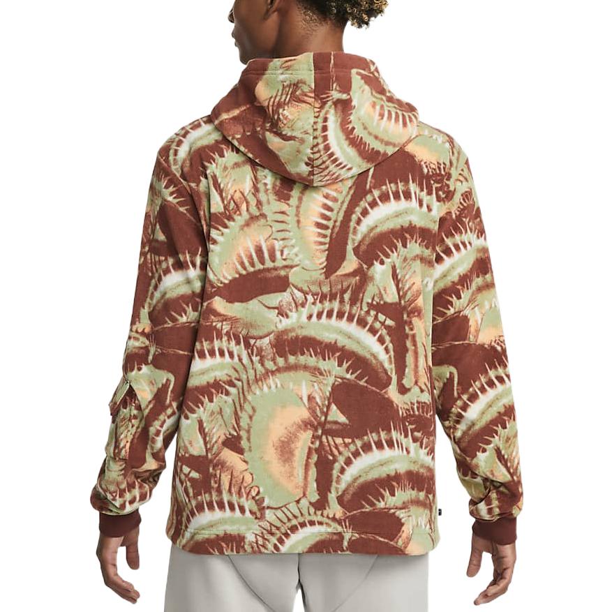 Nike All Over Print Basketball Sports Drawstring Hoodie Jacket Men Jacket Brown DQ6116-217