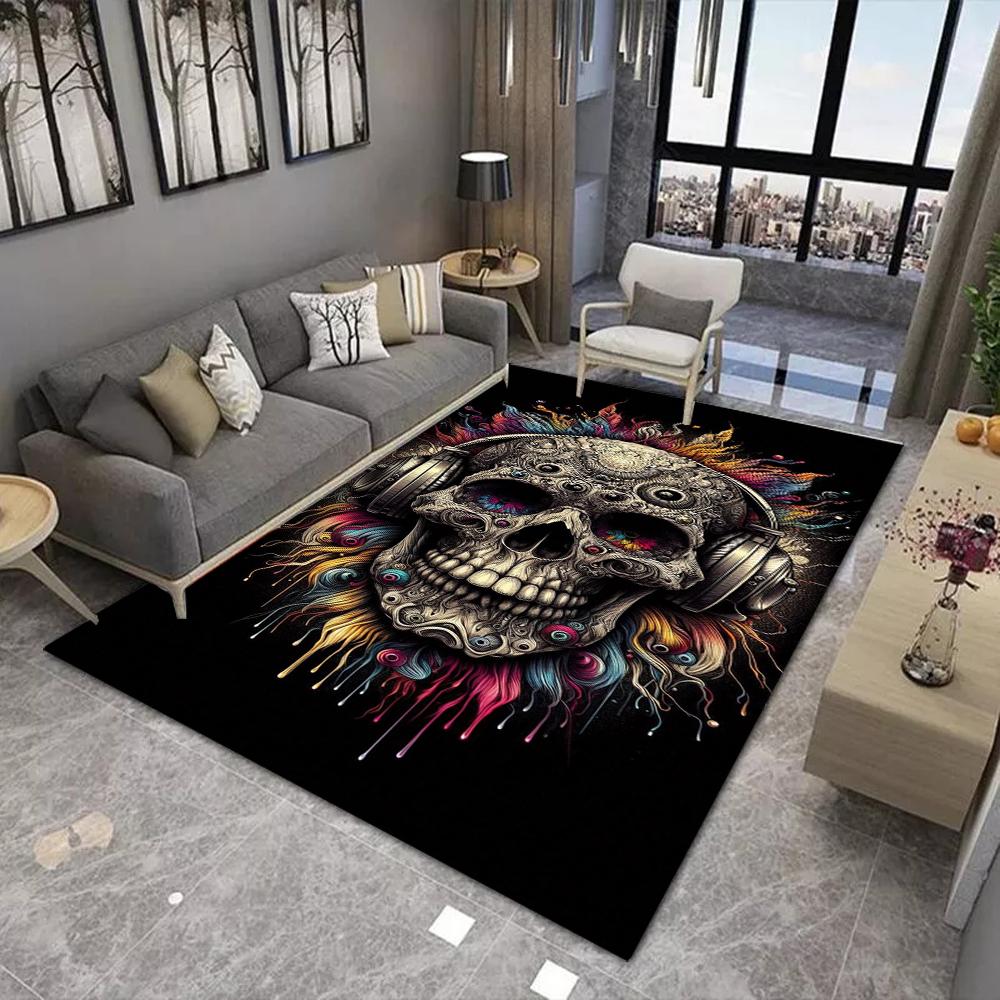 Коврик-циновка «Готический череп» - Бабочка Роза Гитара Металлическая текстура Эскиз Темное искусство Черный Красный Дерзкий Декоративный Декор для дома Ковер