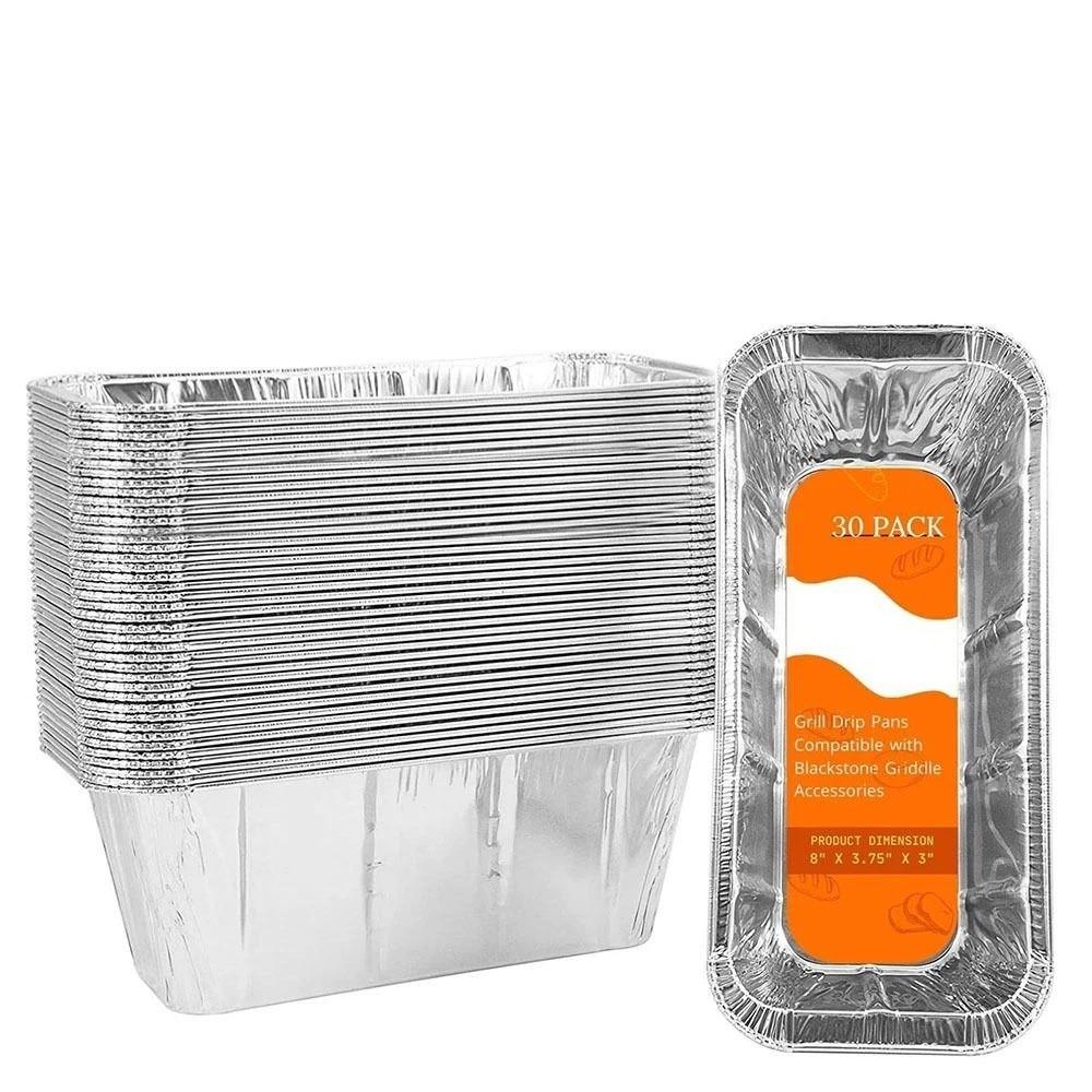 30/50Pcs Disposable Grill Grease Tray Aluminum Drip Pans Disposable Aluminum Foil Box  Kitchen Prep