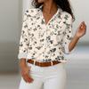 Женская рубашка с пуговицами с цветочным принтом, повседневная рубашка с длинными рукавами, блузки, повседневные базовые топы больших размеров