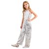 Girls Shiny Sequin Romper Halter Neck Wide Leg Pants One Piece Jumpsuit Sleeveless Party Dancing Outfit