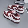 Burgundy Classic Sneakers, Women's Autumn Microfiber Leather Casual Shoes, Versatile Retro Lace-up Sneakers