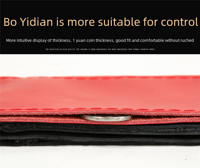 Универсальный комплект чехлов на ручки автомобиля и рулевое колесо из натуральной кожи - цветной сшитый вручную - 1-й слой коровьей кожи - Four Seasons - боковое отверстие