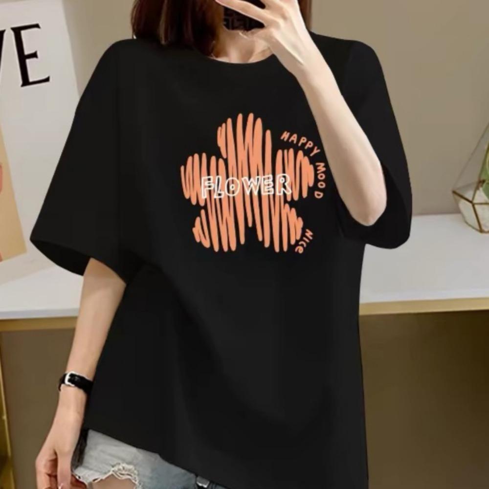 Летняя женская футболка с коротким рукавом, с принтом, модная повседневная, с круглым вырезом, удобная женская футболка с коротким рукавом