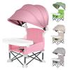 Foldable Toddler Chair with 3-point Harness Storage Bag Adjustable Straps Removable Tray Portable Feeding
