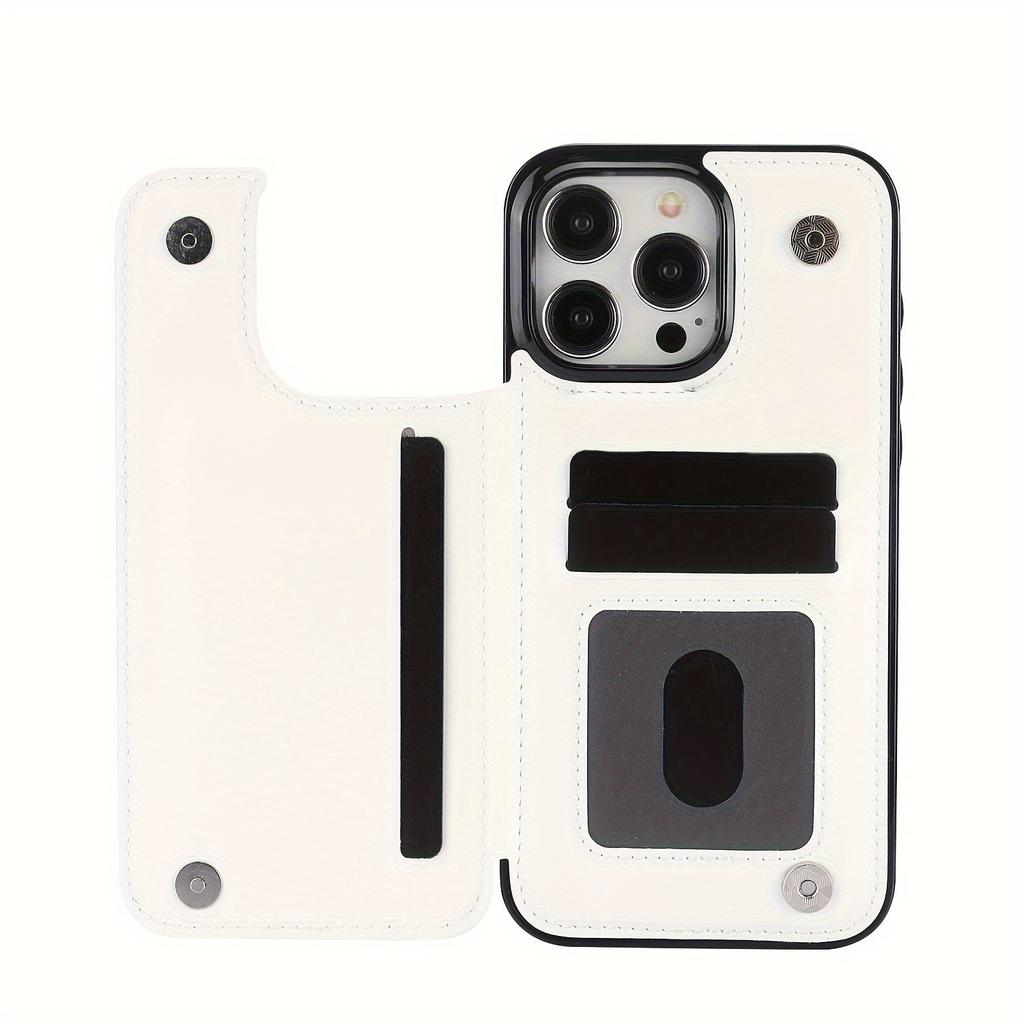 Чехол для телефона-кошелька с держателем для карт, чехол с подставкой для карт из искусственной кожи, двойной магнитной застежкой и прочным противоударным чехлом, для IPhone