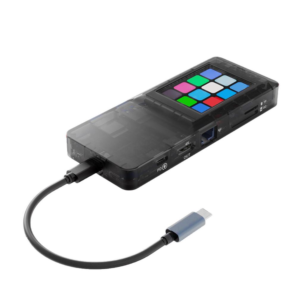 USB-хаб док-станция с сенсорным управлением, ЖК-экраном, RJ45, слотами для карт памяти (SD/TF), поддержкой PD 100 Вт, HDTV 3840*2160 для ноутбука