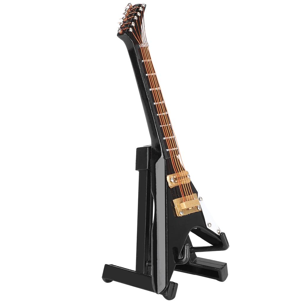 Guitar Decoration Miniature Ornaments VShaped Mini Musical Instrument Model Gift Black 10cm