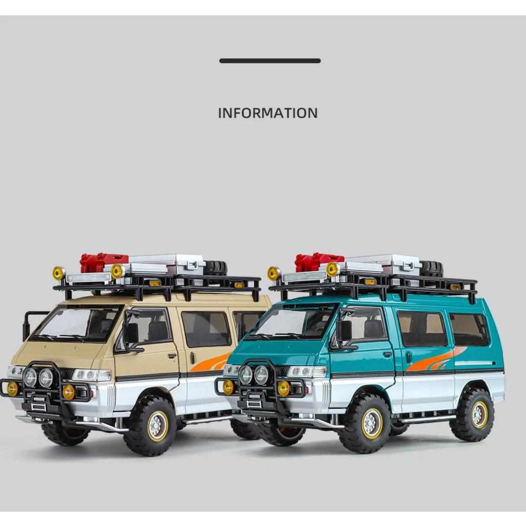 1/24 Mitsubishi Delica Mini Внедорожник ФУРГОН Дом на колесах Автомодель из сплава Со звуком и светом Детская игрушка Коллекционная вещь Подарок на день рождения