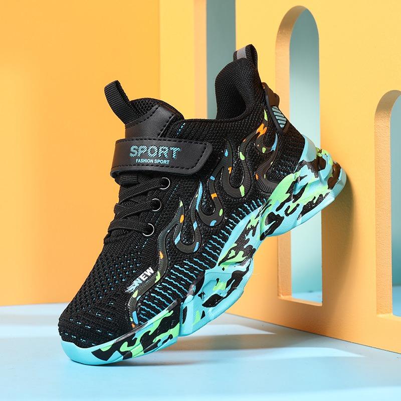 Детская спортивная обувь на все времена года, модные кроссовки для мальчиков, дышащие, среднего и большого размера для детей и девочек, для бега на открытом воздухе