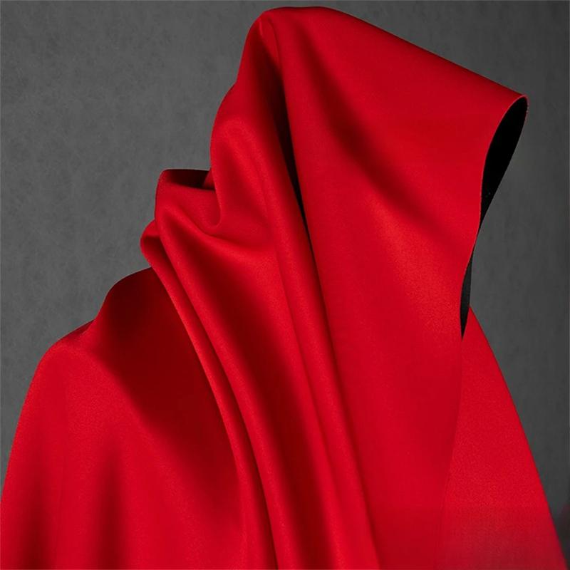 Черно-красная двухцветная хлопковая ткань с двухсторонним воздушным слоем, плотная трикотажная ткань для самостоятельного шитья юбок