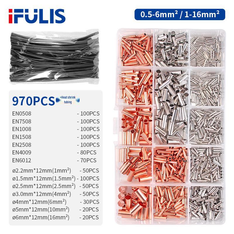 PZ0.5-16 Crimping Pliers with 970 Copper Tube Terminals and 210 Connectors.