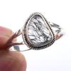 Natural Black Rutile Gemstone Handmade 925 Solid Sterling Silver Ring S.10 W9q70