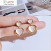 Cute Opal Love Dangle Earring Korean Heart-shaped Premium Earrings for Women French Fairy Drop Earings Fashion Jewelry