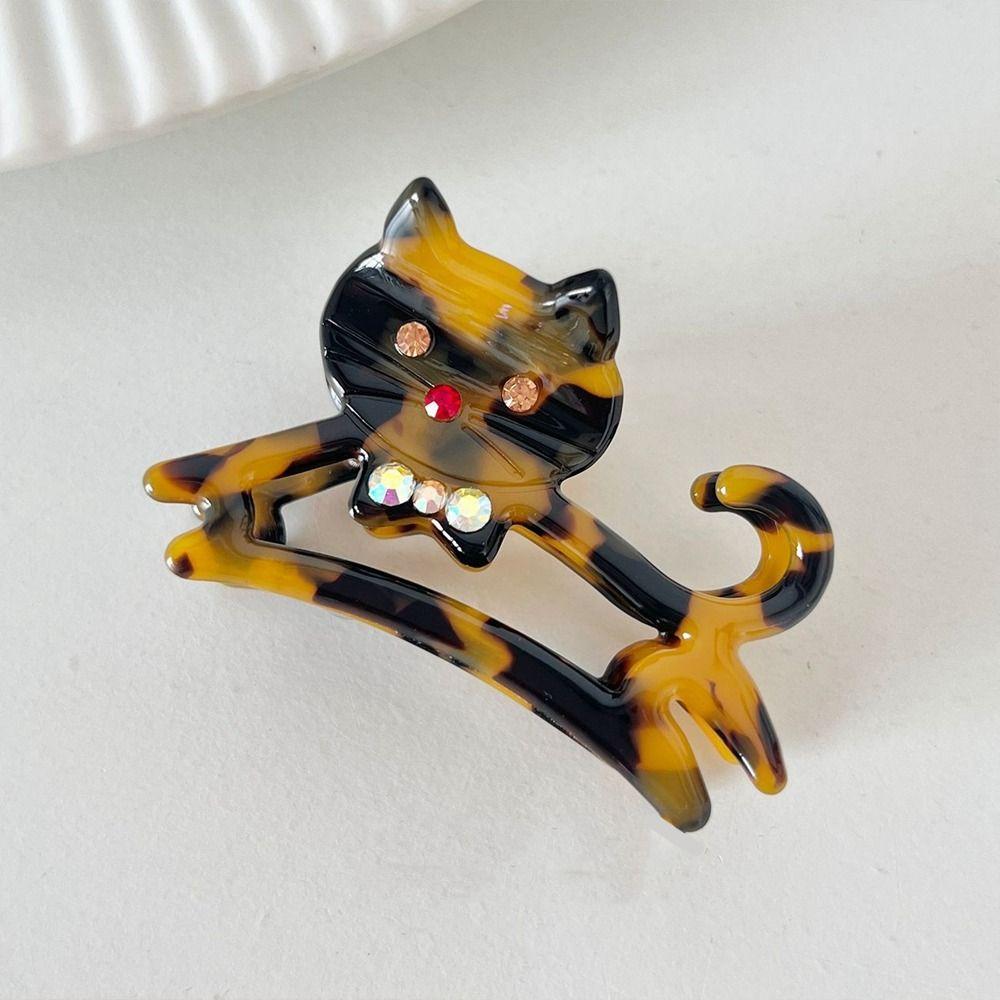 Acetate Animal Cat Hair Claw Cartoon Shark Clip Fashion Rhinestone Hair Clip  Girl