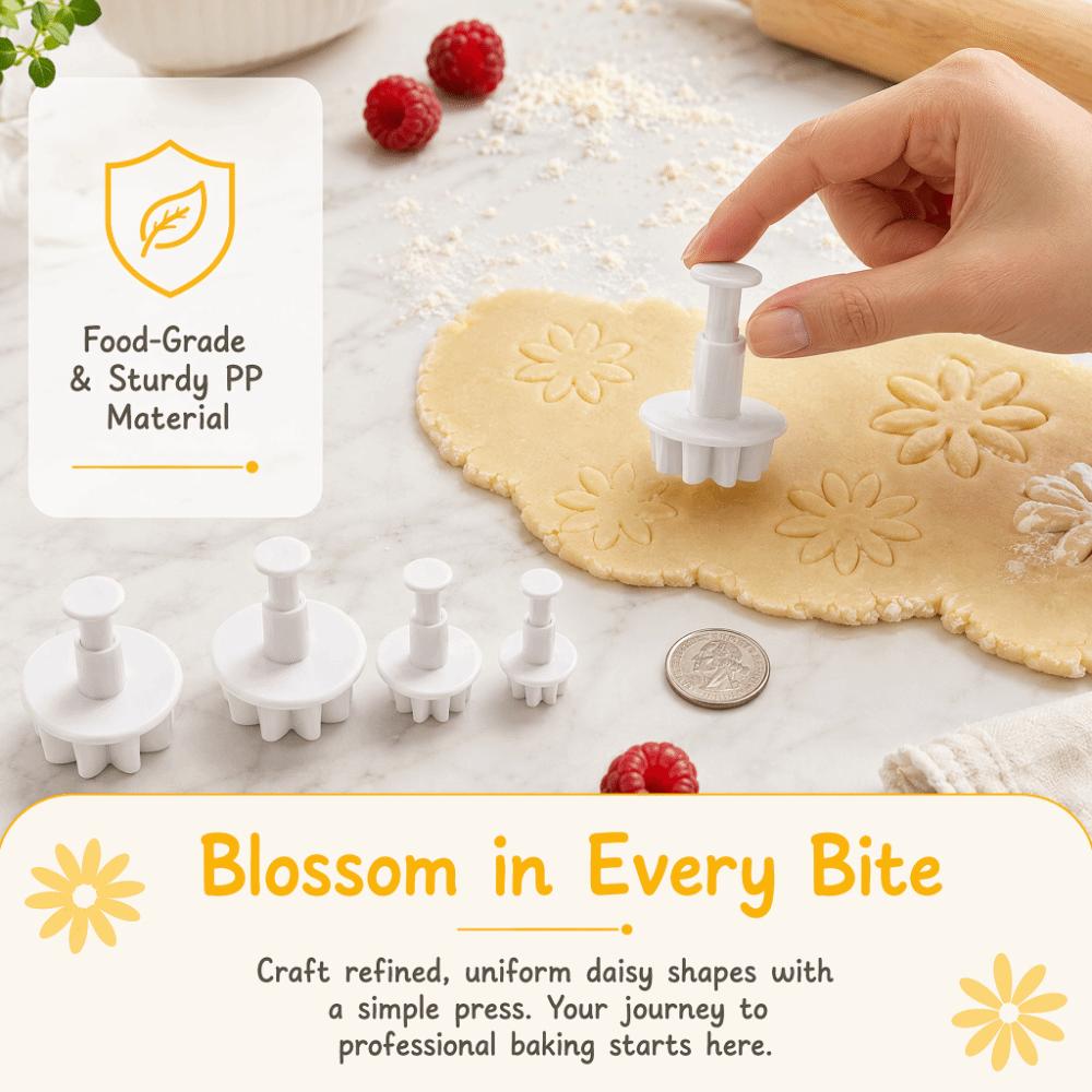 8pcs Daisy Pattern Cookie Cutter PP Flower Plunger Cutter Cute Biscuit Cutter Mold Summer Baking