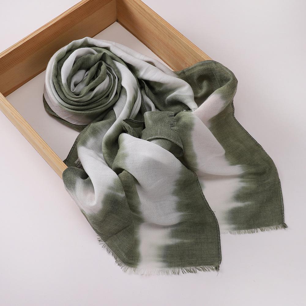 Muslim Tie-Dye Cotton Rayon Modal Hijab Long Scarf Islam Hijabs for Women's Turbans Soft Lightweight Head Wrap Scarf