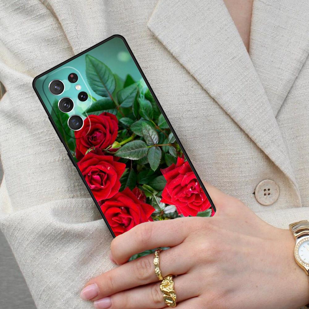 Ярко-красные розы Цветы Чехол для мобильного телефона для Samsung Galaxy S26 Ultra S25 S24 S23 S22 S21 S20 Note10 Чехол