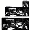 Игровой коврик для мыши Аниме Девушка Черно-белый Большой Нескользящий Коврик для мыши XXL Аксессуары для ноутбука Настольный коврик Заблокированный край Ковер для мыши