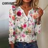 Summer Women's Blouse Printed V-neck Long Sleeve Tops