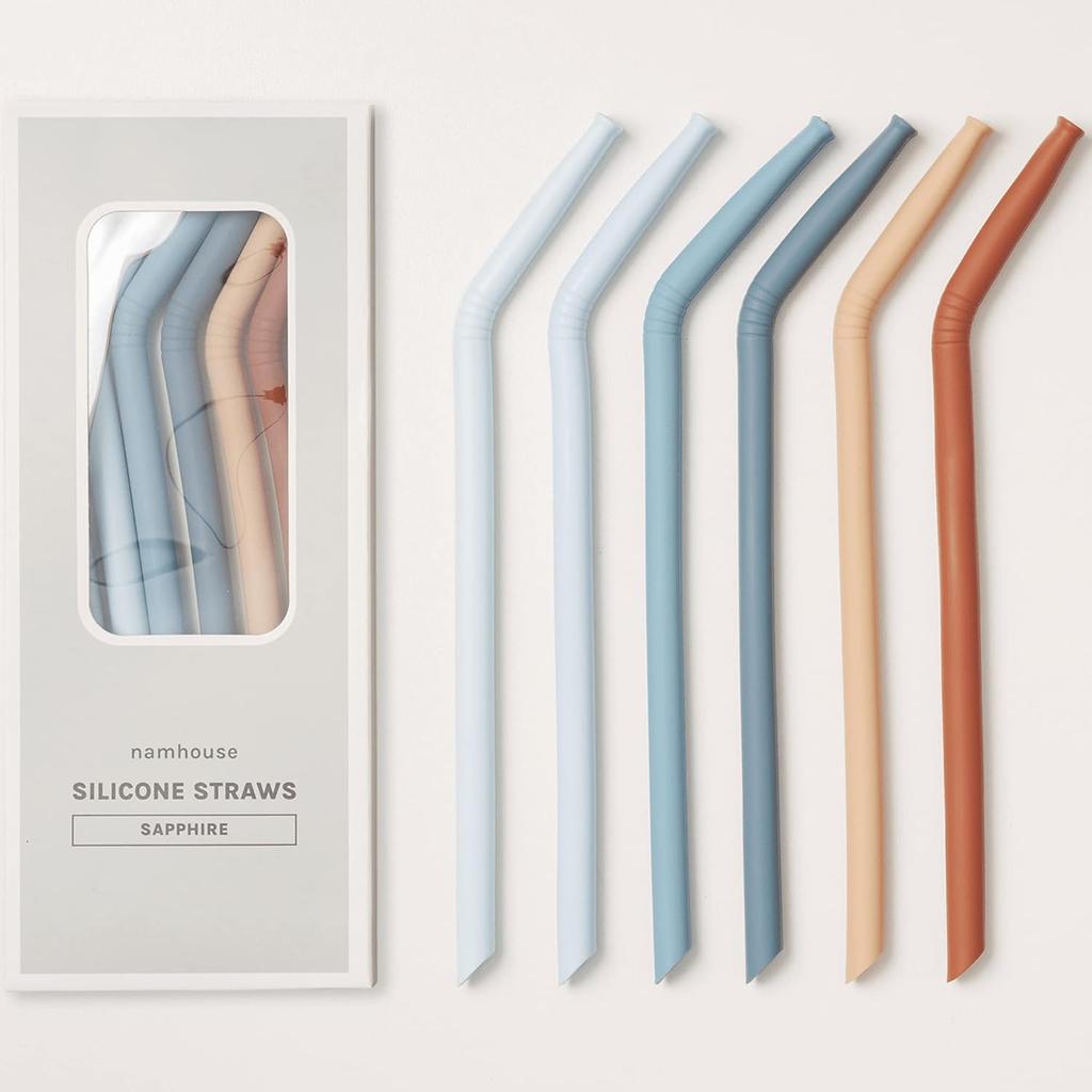 Nightingale Reble Silicone Straws - Bendy Drinking Straw with Cleaning Brush - Collapsible and Bendable Travel Straw for Kids - Dishwasher Safe,