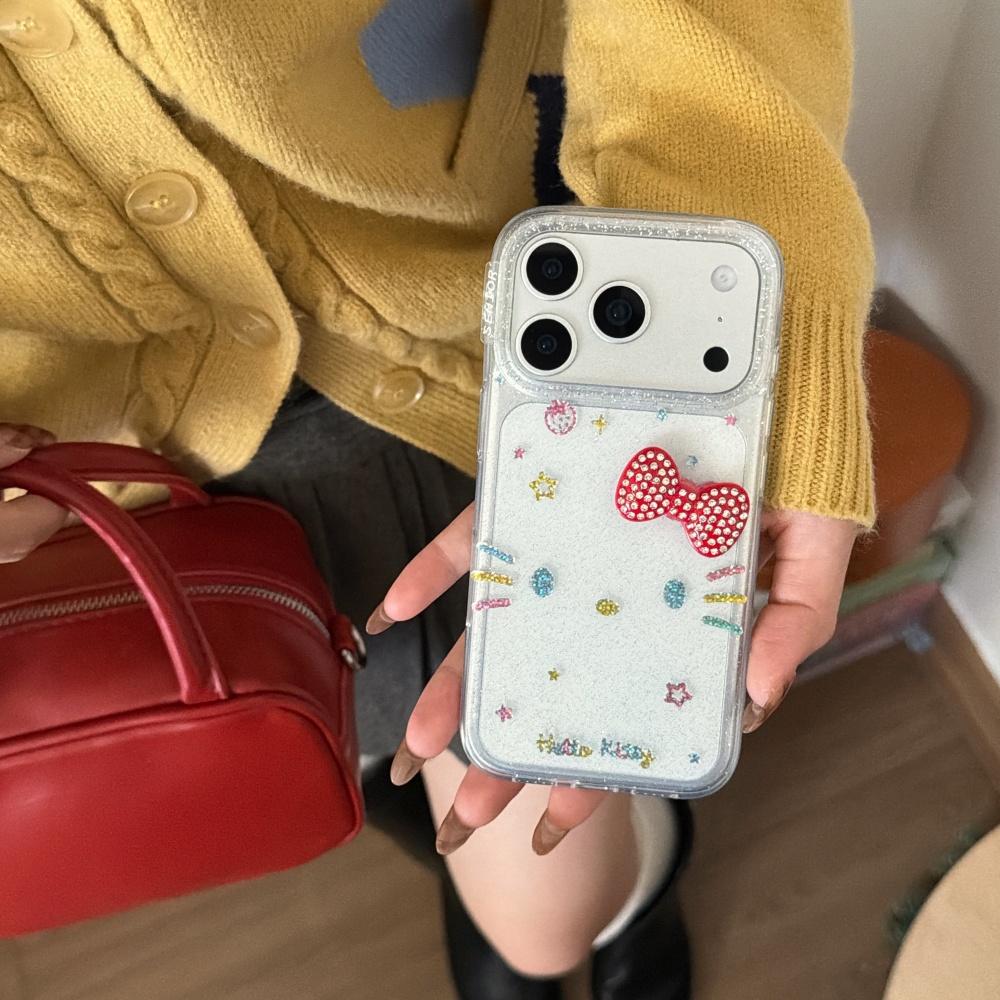 Золотистый Цвет Милый Чехол Хелло Китти Для iPhone 17 16 15 14 13 Pro Max Чехол с Цепочкой Ударопрочный Мультяшный Защитные Чехлы
