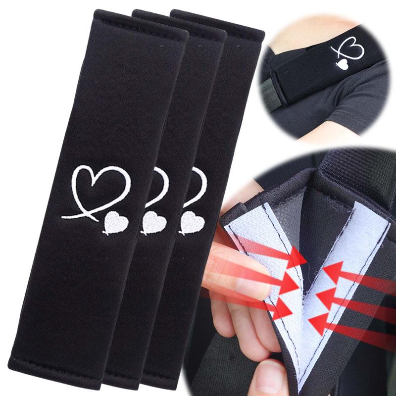 Car Seat Belt Shoulder Pads for Enhanced Driving Experience with Embroidered Heart Seat Belt Protector Pad Interior Decoration