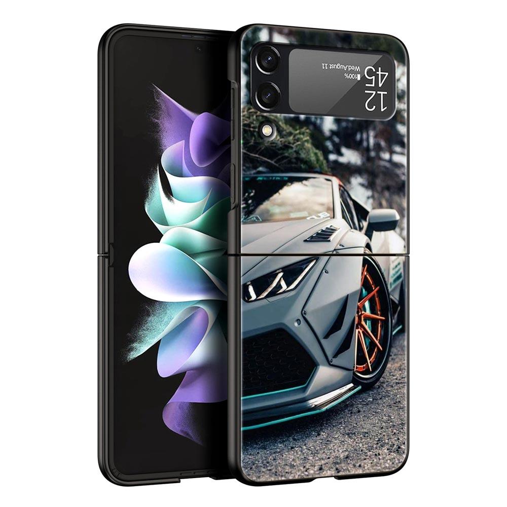 Для Samsung Galaxy Z Flip 3 4 5 Жесткий Черный Складной ПК Чехол для Телефона Синий Красный JDM Спортивный Автомобиль Люкс Для Samsung Z Flip3 Задняя Крышка