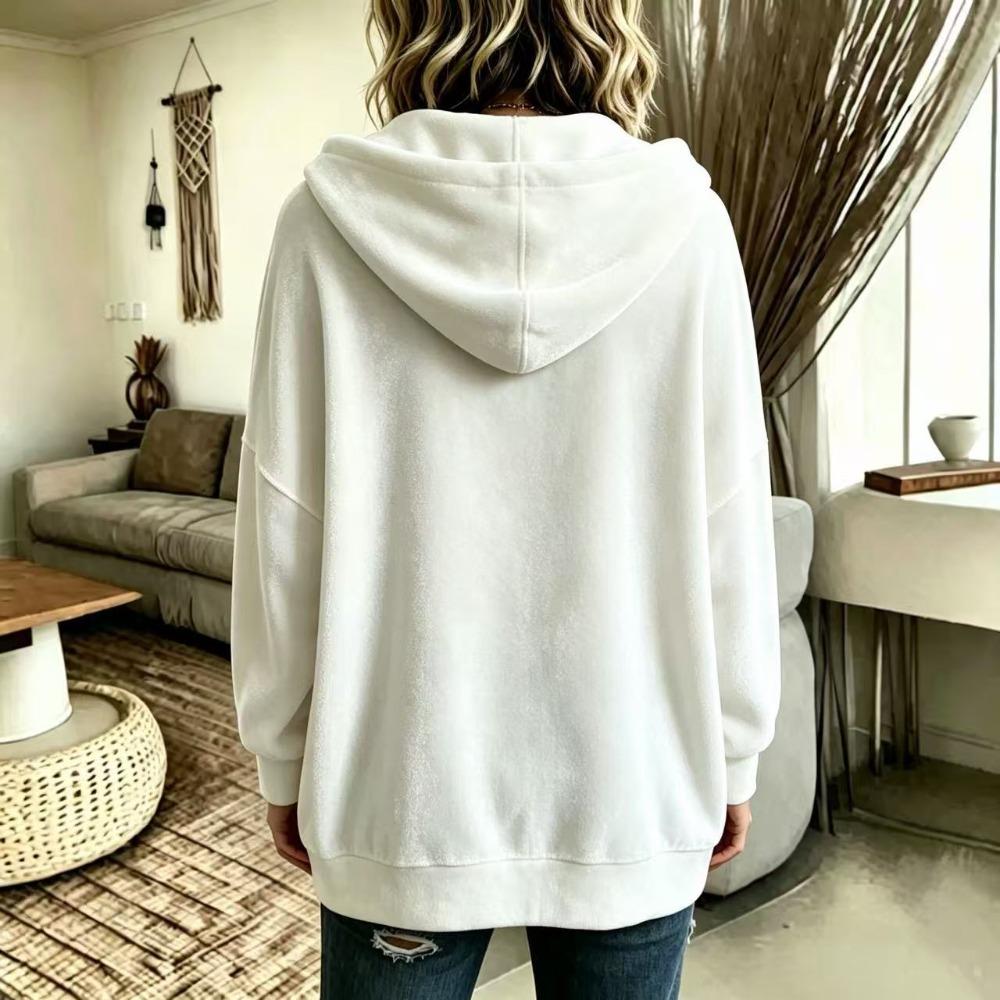 Осень Зима Однотонный Повседневный Модный Кардиган Пальто с Капюшоном на Пуговицах из Золотистого Велюра с Длинным Рукавом Женский