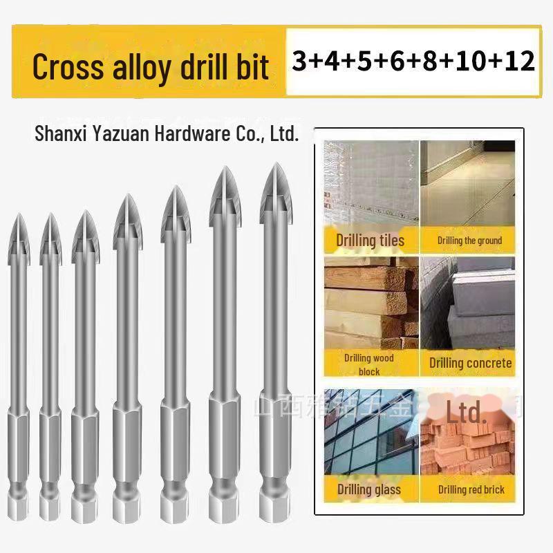 Четырехгранное твердосплавное крестовое сверло для плитки, камня, бетона и стекла
