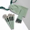 13-Piece Four-Season Green Makeup Brush Set: Soft Eyeshadow, Loose Powder, Blush, Concealer & Portable Brushes.