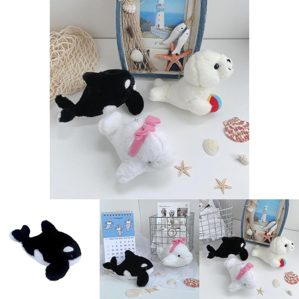 Cute Soft Plush Sea Animals Keychain Whale Dolphin Seal Backpack Accessory