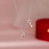 Pink Zircon Heart Key Pendant Necklace Cute Light Luxury Clavicle Chain For Women Elegant Small Exquisite Necklace Party Jewelry