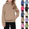 Children's Relaxed Fit Half-Zip Sweatshirt Fleece-Lined Girls' Solid Color Hooded Sweatshirt