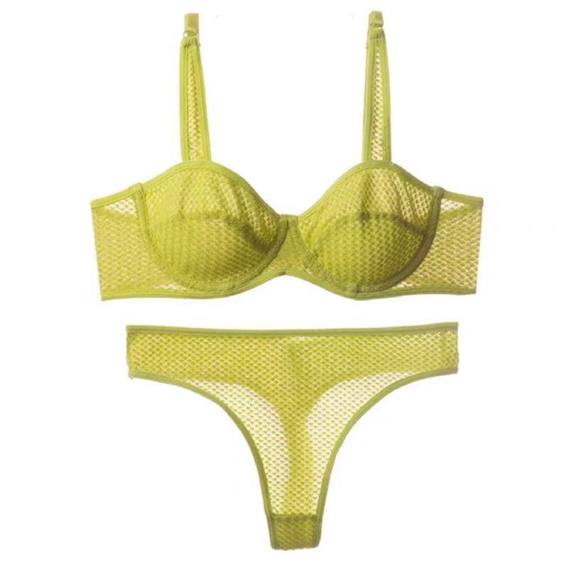Комплект нижнего белья ярких цветов для женщин, летний ультратонкий комплект с бюстгальтером пуш-ап, французский сексуальный бюстгальтер без косточек из кружевной ткани, дышащие бюстгальтеры, комплекты стрингов