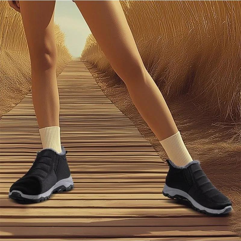 Модные черные винно-красные балетки, зимние короткие плюшевые хлопковые ботинки до щиколотки для женщин, повседневная обувь, нескользящие теплые женские боты