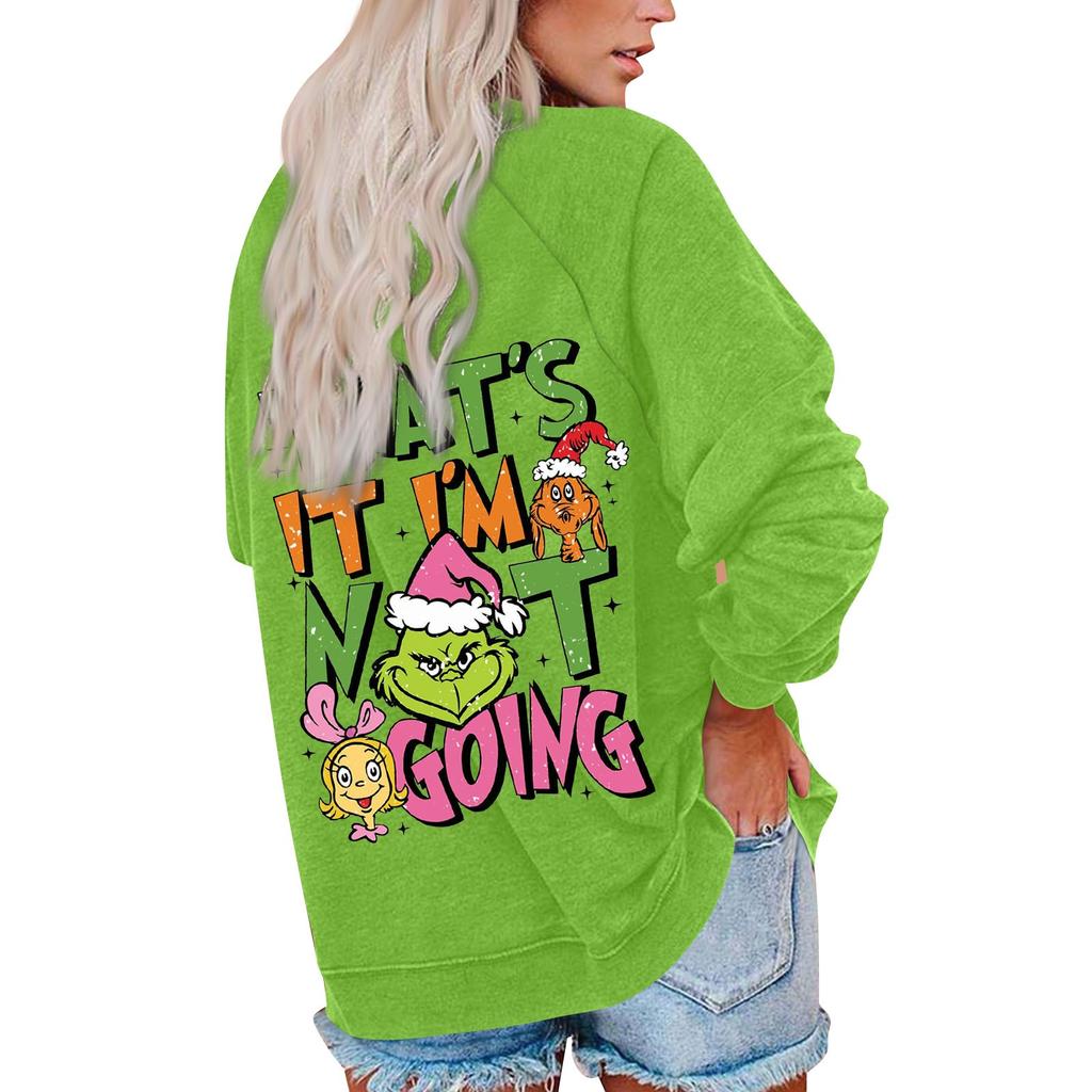 Женский повседневный модный рождественский принт с длинным рукавом и круглым вырезом, пуловер, топ