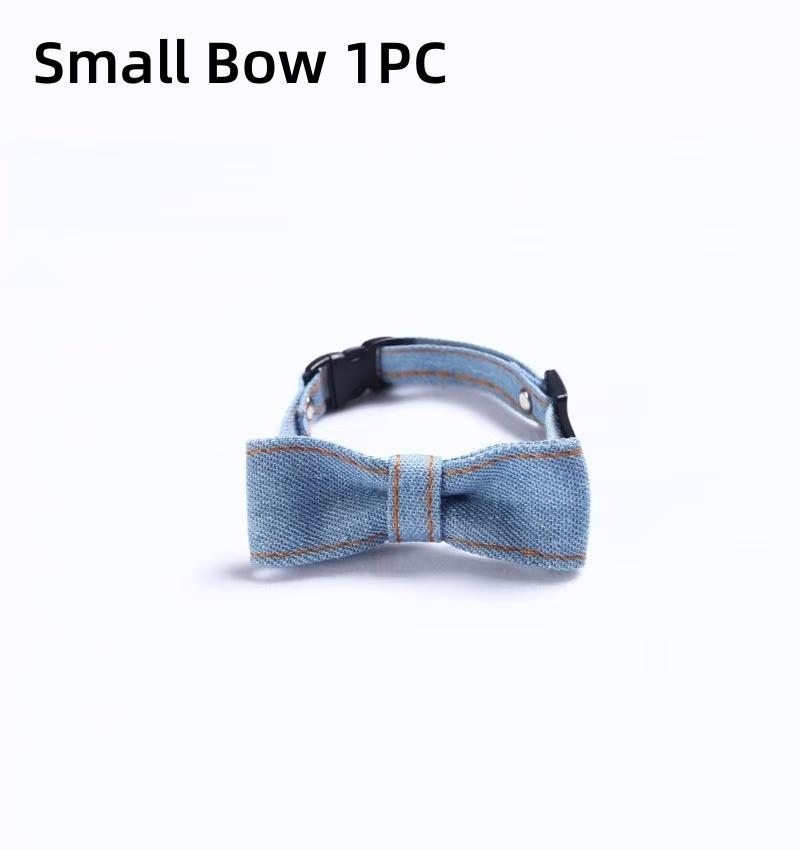 Галстук-бабочка для питомца, регулируемый кошачий галстук, джинсовые щенячьи ошейники, модный кошачий шейный бант, галстук для питомца, украшение для вечеринки, свадьбы, аксессуар для собаки