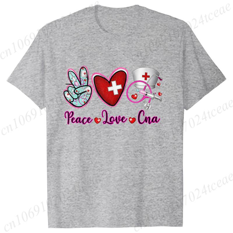 New Women T Shirt Pullover Oversize Valentines Day Love Nurse Print T-Shirt Casual Short Sleeve Women T-Shirt Nurse Tees Gifts