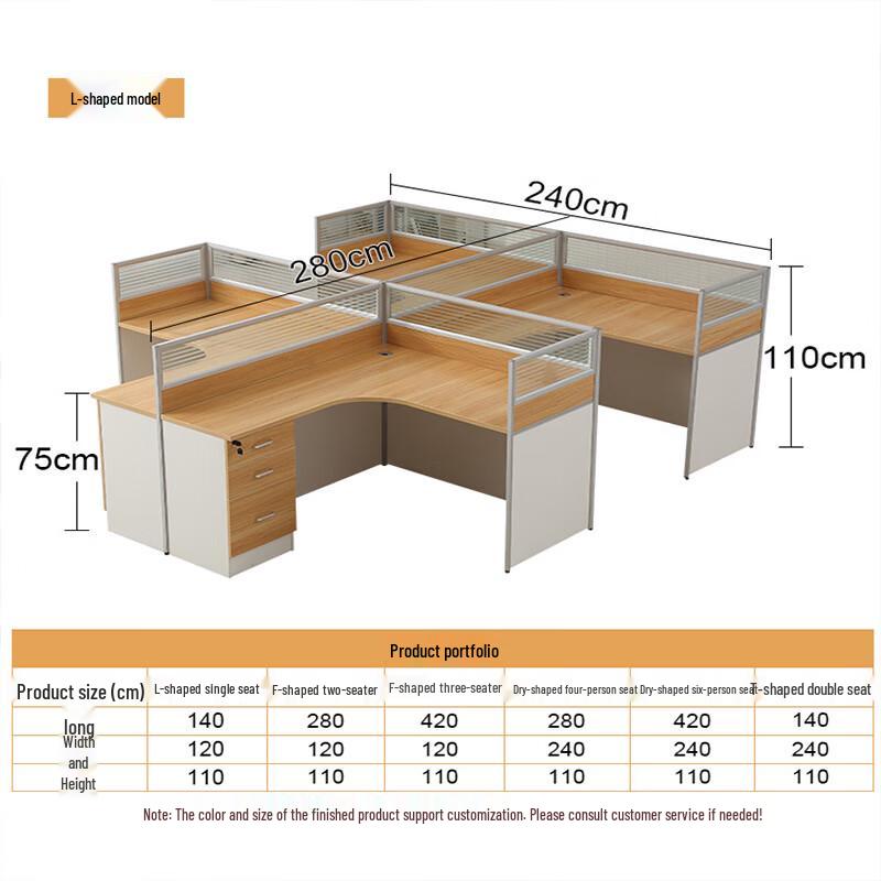 Deli Modern L-Shaped Office Workstation with Cabinet
