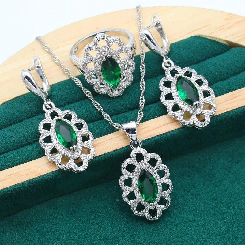 Фиолетовый аметист серебро 925 пробы комплект ювелирных изделий для женщин серьги ожерелье кулон кольцо браслет вечерние подарок на день рождения